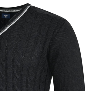 Suéter de Punto Trenzado con Cuello en V para Hombre, Manga Larga, Suave, Transpirable, de Secado Rápido, Cortavientos, Ligero, Informal, para Invierno, Oficina, Estilo Elegante - Product Image 3