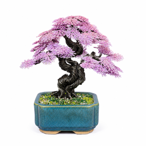 Bonsái de Arce Hecho a Mano con Hojas de Alambre Morado en Maceta Decorativa para Regalos de Inauguración de Casa, Navidad y Año Nuevo - Product Image 4