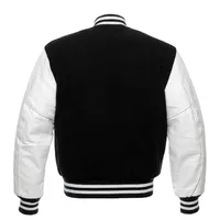 Veste universitaire noire et blanche pour homme, style preppy, col rabattu, coupe classique, en laine et polyester, couleur unie, pour l'automne