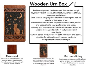 Personalized Eco-Friendly Durable Wooden <b>Cat</b> Memorial <b>Urn</b> Moon Butterfly Engraved Pet Loss Keepsake Ashes <b>Urn</b> 200-220 Cubic Inch - Product Image 2