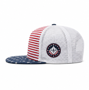 Gorra Trucker de Malla con Bandera Americana Premium, Gorra de Béisbol Snapback con Logo Personalizado, Ajustable, de Seis Paneles, Estilo Retro Urbano - Product Image 3