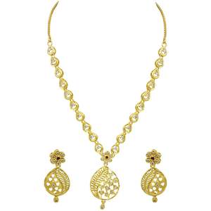Colliers de mode en or plaqué 14K, 18K, 24K micronisé avec pierres AD et rubis, design traditionnel, ensemble de colliers courts pour mariée, vente en gros - Product Image 4