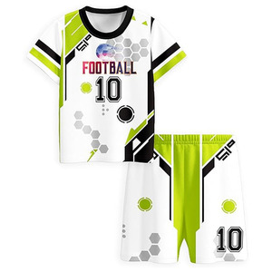 Kids <b>soccer</b> uniform Youth White Green Black Sublimated Print football kit 100% Polyester Heat-Transfer Printed Breathable Sports - Product Image 1