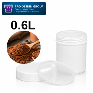 Cubo de Plástico de Grado Alimenticio de 0.6L con Tapa de Rosca para Envasado de Polvo Alimentario, Contenedor de Boca Ancha para Sazonadores, Cacao y Bebidas en Polvo - Product Image 1