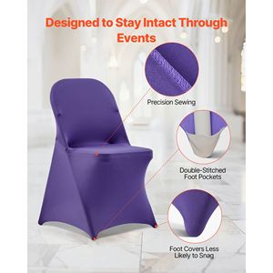 Coprisedia Elasticizzato Personalizzato in Poliestere e Spandex Viola per Sedie Piatte da Matrimonio, Festa, Banchetto - 50 Pezzi - Product Image 6