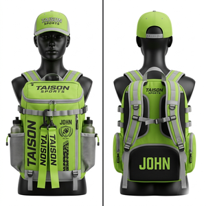 Sac de football américain en polyester premium 420 GSM, vert néon et gris, avec broderie personnalisée et logo par transfert thermique - Product Image 1
