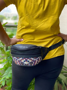 Real Vintage Genuine Jacquard Leather Money <b>Belt</b> Waist <b>Pocket</b> <b>Belts</b> Bum Bag for Unisex - Product Image 2