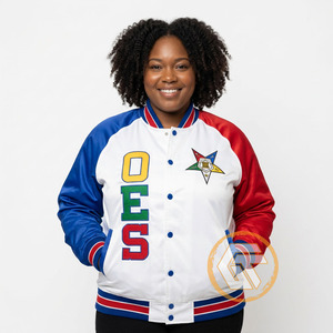 Eastern <b>Star</b> Satin Embroidered Quilted Waterproof Breathable Windproof Stand Varsity <b>Jacket</b> 100% Silk All Seasons High Quality - Product Image 2