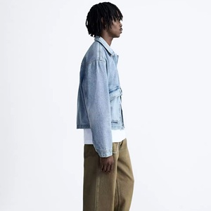 Trending OEM Custom Oversized Denim Jacket – Men’s Faded Effect Vintage Wash Jean <b>Coat</b>, Heavyweight Cotton, Wholesale Streetwear - Product Image 6