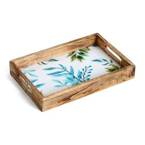 Plateau de service carré en bois de manguier avec motifs hiboux fantaisie et jardin floral, idéal pour la vente en gros et les commandes en vrac - Product Image 6