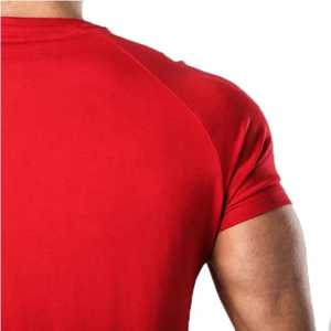 T-shirt rouge à manches courtes et col rond pour homme, coupe oversize, respirant, imprimé en relief, couleur unie, jersey 100% coton, vêtement décontracté - Product Image 4