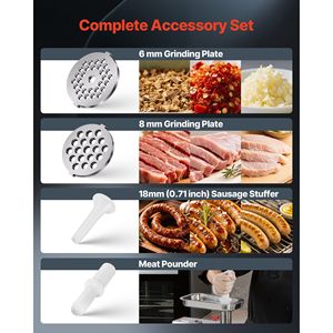 Tritacarne Elettrico Commerciale con Capacità di 5 Libbre/min # Grinder Industriale 8 con 2 Lame in Acciaio Inossidabile e 2 Piastre di Macinazione - Product Image 3