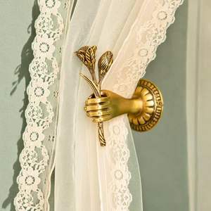 Sujetador de cortina romántico, sujetador de cortina metálico, sujetador de cortina de lujo, soporte para cortina de ventana, para el hogar y hoteles, de latón y aluminio - Product Image 1