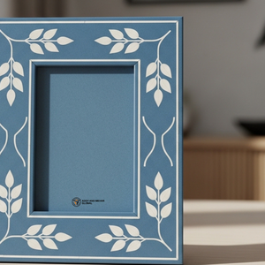 Cadre photo en os bleu incrusté, décoration d'intérieur de luxe faite à la main - Product Image 2