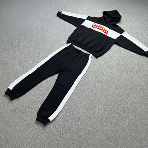 Conjunto de Chándal OEM para Hombre, 2 Piezas, Pantalones Anchos, Sudadera de Forro Polar, Paneles en Contraste de Color, Logotipo Personalizado Extra Grande - Product Image 1