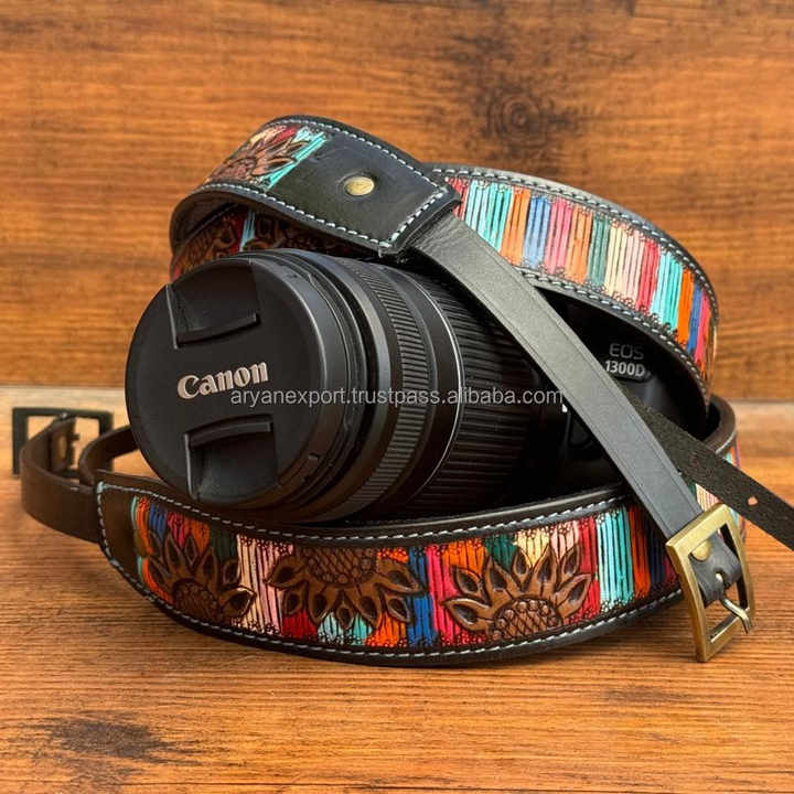 New 2025 Custom Logo Quick Release Hand Tooled Cowhide Leather Camera Straps Adjustable Size Shoulder Strap for DSLR Nikon Canon