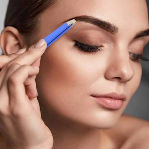 แหนบดึงขนตาสแตนเลสแบบแม่นยำ ปลายเรียบ สีฟ้า - Product Image 4