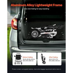 Silla de Ruedas Eléctrica Motorizada para Adultos, Plegable, Ligera, Capacidad de 300 lb, Alcance de 13 Millas, Rendimiento en Todo Tipo de Clima - Product Image 4