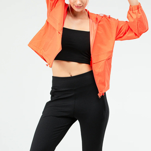 Trendy Hooded Windproof Orange Rain Jacket With Zipper Closure And Pockets For Unisex Casual Wear Spring Season Breathable - Product Image 2