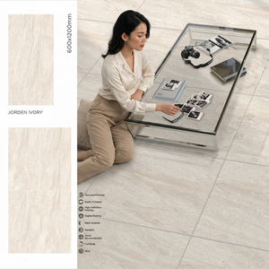 9mm Thick Non-Slip Acid-Resistant Episodi Ivory Glazed Porcelain Floor <b>Wall</b> Tiles for Outdoor Projects - Product Image 1