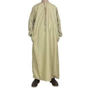 Thobe/Thawb ethnique pour homme en coton uni, respirant, à manches longues, longueur cheville, pour usage quotidien et prière, service OEM disponible - Product Image 1