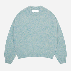 Wholesale Custom Logo <b>Men</b> Mohair Sweater Intarsia Knit Crew Neck Brushed Wool Blend Long Sleeve <b>Pullover</b> - Product Image 3