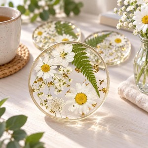 Handmade Square Modern Pressed Flower Epoxy Resin <b>Coasters</b> with <b>Gold</b> Foil REHMAN CRAFT - Product Image 6