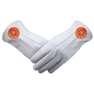 Guantes de Cuero Blancos Personalizados para el Gran Sacerdote del Arco Real, Guantes Masónicos Bordados, Fabricante de Regalía Masónica - Product Image 1