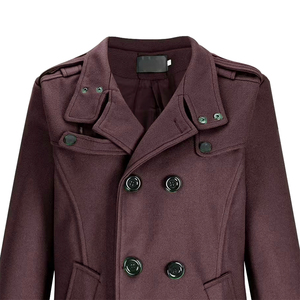 Latest Design Long <b>Pea</b> <b>Coat</b> Maroon Color Side Pockets Windproof Quick Dry Lightweight Streetwear Winter Poacoat - Product Image 4
