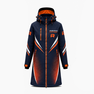 Vestes longues d'hiver personnalisées brodées, vêtements textiles, manteaux décontractés à capuche, vente en gros OEM - Product Image 1