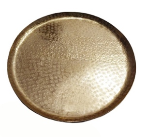 Bol et plateau de service vintage en aluminium avec poignée paon, design industriel décoratif en relief, centre de table de mariage pour table à manger - Product Image 6