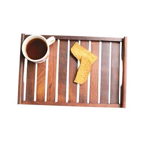 Wood Serving Tray Rectangular Wooden <b>Breakfast</b> Tray Handmade Rustic Serving Platter Kitchen Food Serving Tray - Product Image 6