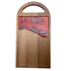 Plateau de service en bois fait main avec design en résine vague océanique, style côtier, vaisselle de cuisine, forme rectangulaire - Product Image 5