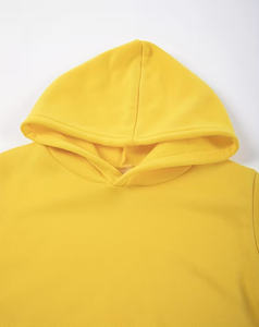 Orange and Yellow Hooded Sweatshirt for Children Casual Winter Wear Fleece Breathable Eco-Friendly Lined Long Sleeve Pullover - Product Image 3