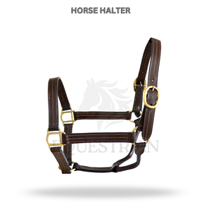 Premium Leather Horse Halter Padded Adjustable Brass <b>Hardware</b> Headcollar - Product Image 2