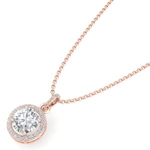 REYES - Collares con Colgante de Moissanita de Corte Redondo Brillante de 3.22 Quilates en Oro Sólido de 14K, Regalo de Boda, Joyería Fina para Novia - Product Image 4