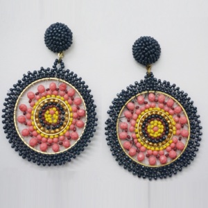 Pendientes de Aro de Moda Étnica con Cuentas de Vidrio en Forma de Diseño, Bañados en Rodio, Hechos a Mano, para Mujer y Niña, Colores de Tendencia 2026, Novedades, Aniversario - Product Image 1