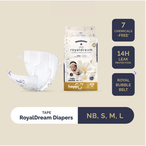 hoppi RoyalDream Couches-culottes pour bébé à fermeture adhésive, Taille S (Petite) - 56 unités - Product Image 1