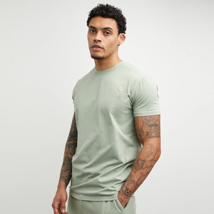 T-shirt en coton à manches courtes pour homme, coupe ajustée, col rond, couleur unie, jersey décontracté, respirant, blanc - Product Image 5
