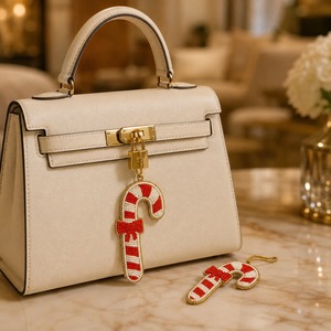 Porte-clés en acrylique fait main avec perles en forme de canne à sucre, pendentif de sac à main de Noël, ornement de sapin de Noël, cadeau de fête - Vente en gros - Product Image 5