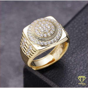 Bague de déclaration de luxe pour homme en argent sterling 925 avec diamant Moissanite, centre rond et face carrée audacieuse, pour la vente en gros de bijoux - Product Image 6
