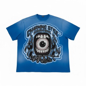 T-shirt Homme Tendance Américaine en Coton à Manches Courtes, Col Rond Imprimé, Design de Marque Tendance, Logo Personnalisé, Doux et Personnalisable - Product Image 1