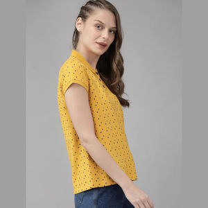 Camiseta de Manga Corta con Cuello Polo para Mujer, Primavera-Verano, Nueva con Efecto Lavado, Tela con Estampado Digital - Product Image 2