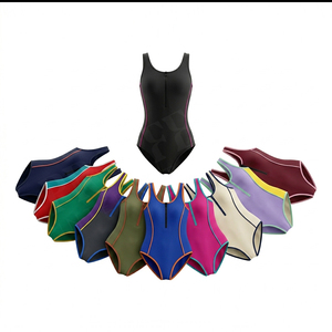 Traje de Baño Profesional de Alta Calidad de Una Pieza con Cremallera Frontal, Fácil de Usar, de Poliéster Liso, Estilo Tank, con Logotipo Personalizado OEM - Product Image 1