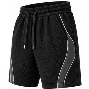 Shorts en tricot gaufré pour hommes, vêtements de sport personnalisés OEM, shorts décontractés d'été, taille élastique avec cordon de serrage, shorts de fitness, de gym, d'entraînement - Product Image 4