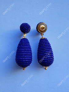 Handmade Blue <b>Beaded</b> Drop Earrings for Women Statement Dangle Earrings Elegant Party Wear Trendy Jewelry Gift - Product Image 3