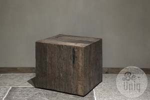 Cube Rustic Wooden Side <b>Table</b> Solid Reclaimed Wood Square Accent Stand Farmhouse Industrial <b>Vintage</b> Living Room Furniture - Product Image 2