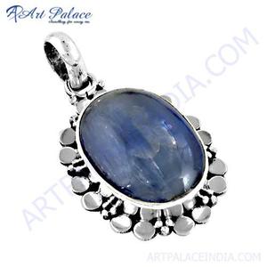 Atractivo colgante de plata con piedras preciosas de cianita colgantes y dijes finos - Product Image 4