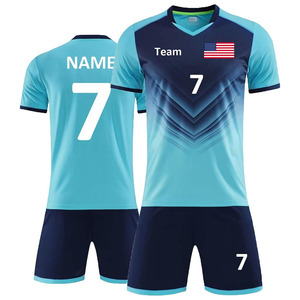Ensemble de maillots de football personnalisés pour hommes, sublimation, bleu marine, numéro 7, uniformes respirants en polyester avec drapeau américain, nom de l'équipe - Product Image 1