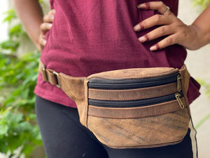 Best Selling Custom Handmade Genuine Leather Fanny Pack Multi-<b>Pockets</b> Waist Hip Bags Adjustable Strap <b>Belt</b> Utility Waist Pack - Product Image 3
